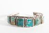A Navajo Five Stone Turquoise Cuff Bracelet, ca. 1960