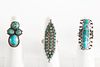 A Group of Three Navajo and Zuni Silver and Turquoise Rings, ca. 1960