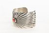 A Cippy Crazyhorse Sterling Silver and Coral Cuff Bracelet