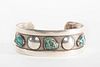 A Frank Patania Three Stone Turquoise and Sterling Silver Cuff Bracelet, ca. 1950