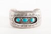 A Navajo Three Stone Turquoise and Silver Cuff, ca. 1970
