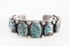 A Navajo Seven Stone Turquoise and Sterling Silver Cuff Bracelet, ca. 1940