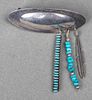 Native American Silver & Turquoise Hair Barrette