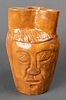 Ceramic Glazed Cinched Face Decorated Vase
