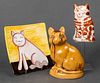 Cat Motif Ceramic Articles, Group of 3