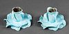 PY Signed Cabbage Leaf Candle Holders, Pair