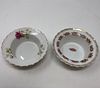 Two Red rose / green leaf design plates GILTED RIM,
