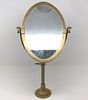 Antique Brass makeup mirror oval swivel two glasses