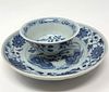 Qing Dynasty Tea Cup Saucer / Blue and White