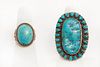 Two Navajo Turquoise and Silver Rings, ca. 1940-1950