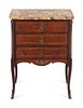 A Louis XV Style Metal Mounted, Tulipwood Veneered Breche d'Alep Marble-Top Commode