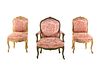 A Set of Three Louis XV Style Giltwood Chairs