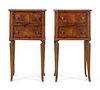 A Pair of Louis XVI Provincial Style Inlaid Walnut Side Cabinets  