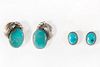 Two Pairs of Navajo Turquoise and Silver Earrings, ca. 1990