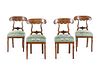 A Set of Four Biedermeier Foliate Carved Burl Walnut Side Chairs