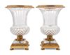 A Pair of Continental Gilt Bronze Mounted Cut Glass Vases
