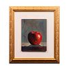 MARTHA CHAPA. Manzana roja. Firmada y fechada 85. Óleo sobre tabla. Enmarcada. 24.5 x 19 cm