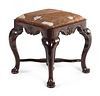 A George II Carved Walnut Footstool with Cowhide Upholstery