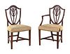 A Late George III Carved Mahogany Armchair and Side Chair