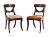 A Pair of Late Regency Carved and Figured Mahogany Side Chairs