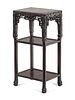 A Chinese Carved Hardwood Marble-Top Stand