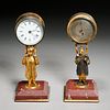 Victorian gilt bronze figural clock and barometer
