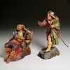 (2) Continental carved wood creche figures