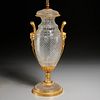 French Empire style ormolu mounted glass urn lamp
