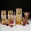 Collection Bohemian ruby and amber cut glass
