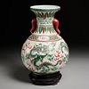 Chinese Wucai Yuhuchunping dragon vase