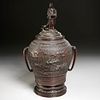 Fine Japanese Meiji bronze urn and cover