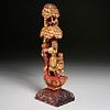 Chinese carved and lacquered warrior on horse