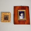 (2) antique portrait miniature icons on copper