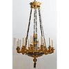 Fine French Empire 12-arm bronze chandelier