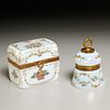 French white opaline glass box and table lighter