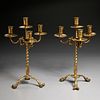 Pair antique Dutch brass candelabra