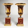 Pair Neoclassical bronze urns converted to lamps