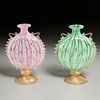 Pair Murano "Latticino" glass moon flask vases