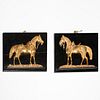 Nice pair dore bronze equine relief plaques