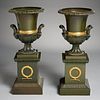 Pair Empire style ormolu mounted bronze urns