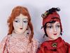 2 Antique Hand Painted Boudoir Dolls