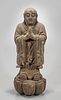 Chinese Standing Wood Figure of a Monk
