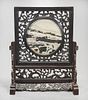 Chinese Dreamstone-Inset Carved Table Screen