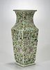 Chinese Enameled Porcelain Four-Faceted Vase