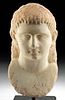 Fine Greek Hellenistic Marble Bust of a Youth