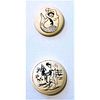 A Pair Of Engraved And Pigmented Asian Scene Buttons