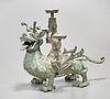 Chinese Archaistic Bronze Sculptural Candle Holder