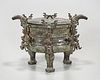 Chinese Archaistic Bronze Covered Tripod Censer