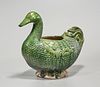 Chinese Glazed Porcelain Duck Container
