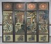 Four Chinese Painted Glass Framed Panels